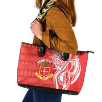 Personalised Kolisi Tonga Leather Tote Bag Mate Maa Tonga Ngatu Pattern - Polynesian Pride