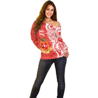 Personalised Kolisi Tonga Off Shoulder Sweater Mate Maa Tonga Ngatu Pattern - Polynesian Pride