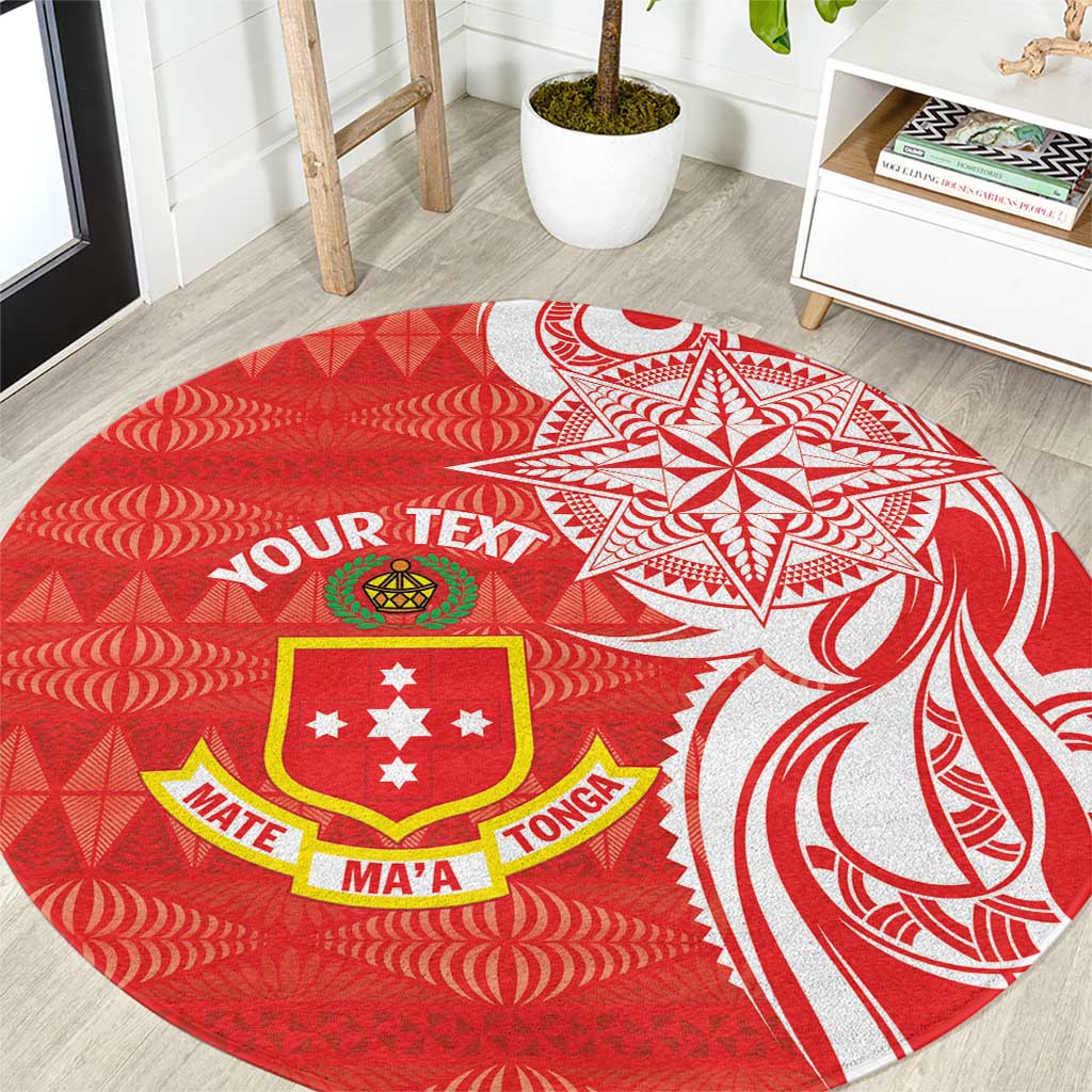 Personalised Kolisi Tonga Round Carpet Mate Maa Tonga Ngatu Pattern - Polynesian Pride