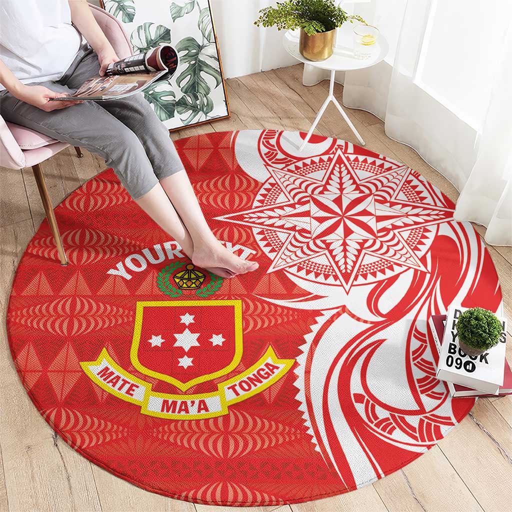 Personalised Kolisi Tonga Round Carpet Mate Maa Tonga Ngatu Pattern - Polynesian Pride