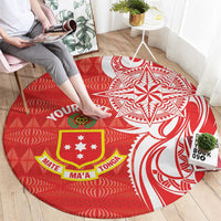Personalised Kolisi Tonga Round Carpet Mate Maa Tonga Ngatu Pattern - Polynesian Pride