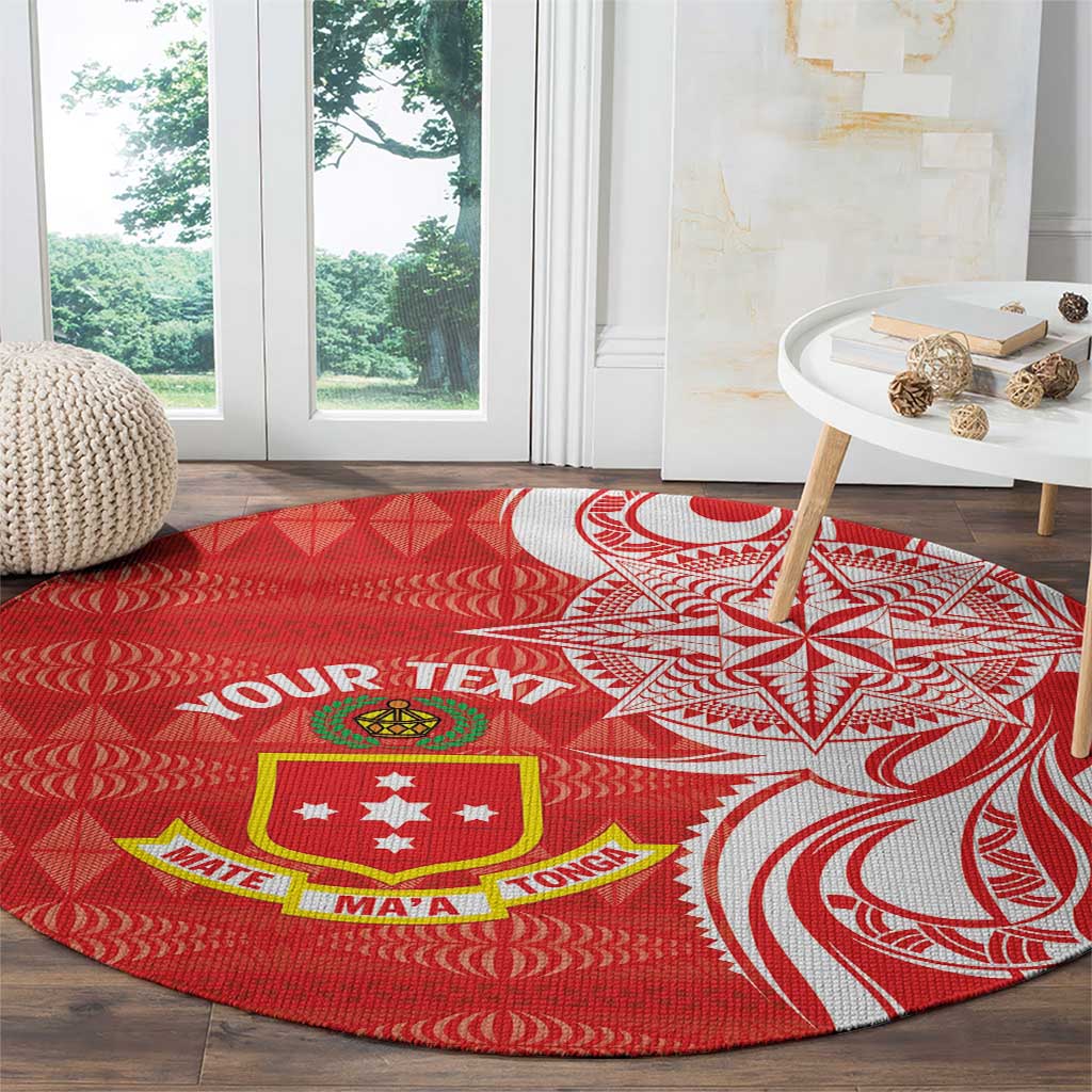 Personalised Kolisi Tonga Round Carpet Mate Maa Tonga Ngatu Pattern - Polynesian Pride