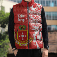 Personalised Kolisi Tonga Sleeveless Puffer Jacket Mate Maa Tonga Ngatu Pattern - Polynesian Pride