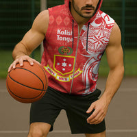 Personalised Kolisi Tonga Sleeveless Zip Hoodie Mate Maa Tonga Ngatu Pattern - Polynesian Pride