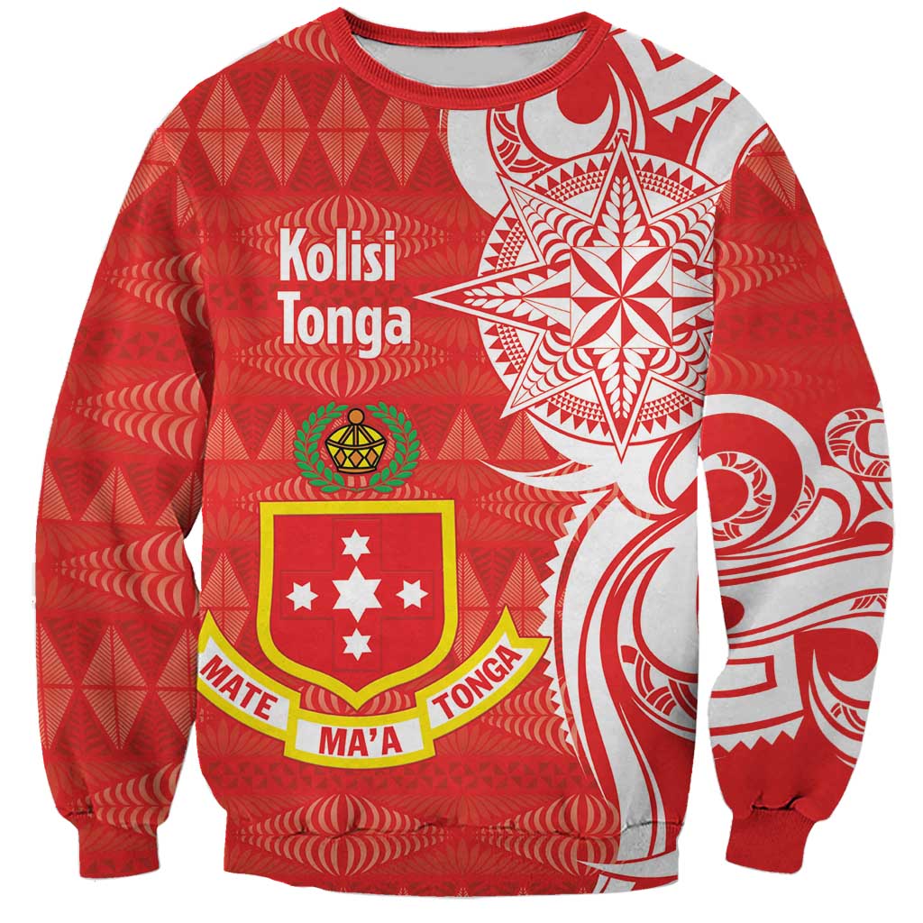 Personalised Kolisi Tonga Sweatshirt Mate Maa Tonga Ngatu Pattern - Polynesian Pride