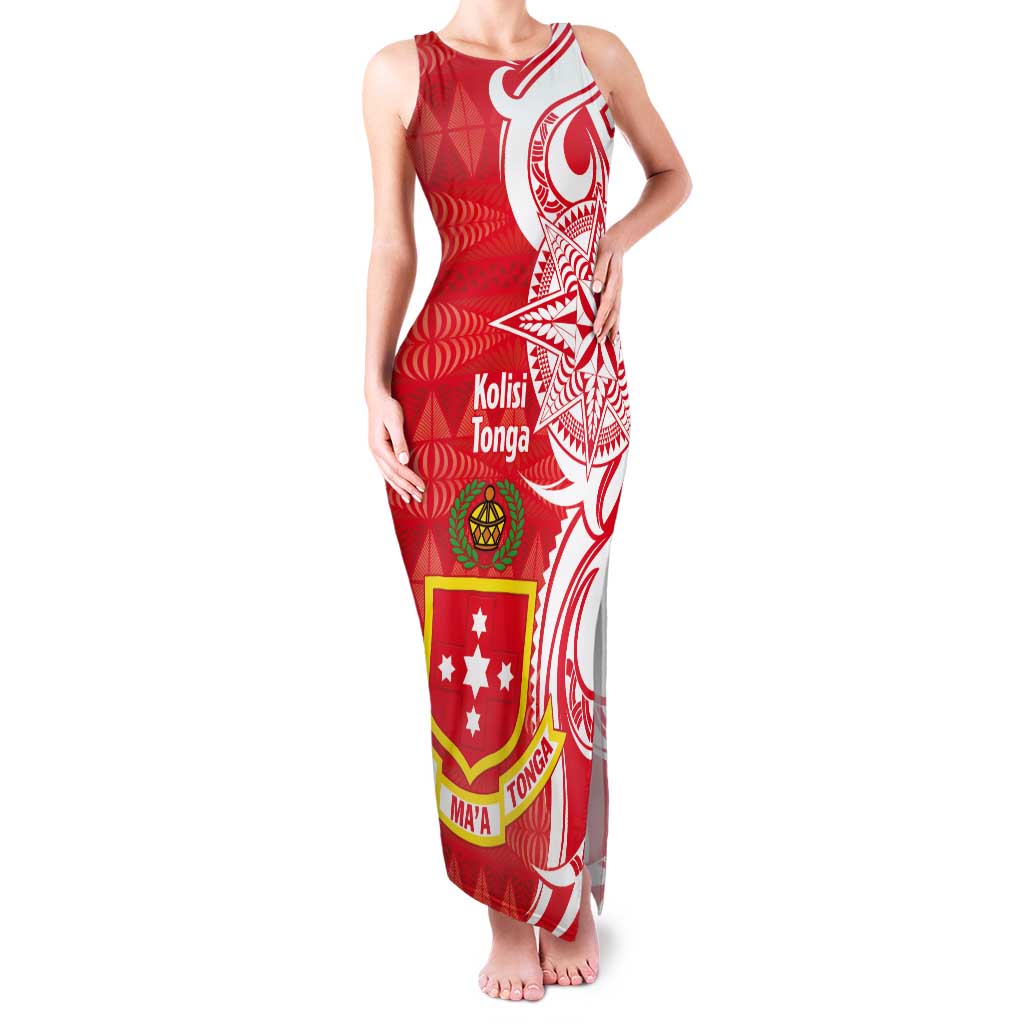 Personalised Kolisi Tonga Tank Maxi Dress Mate Maa Tonga Ngatu Pattern - Polynesian Pride