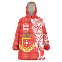 Personalised Kolisi Tonga Wearable Blanket Hoodie Mate Maa Tonga Ngatu Pattern - Polynesian Pride