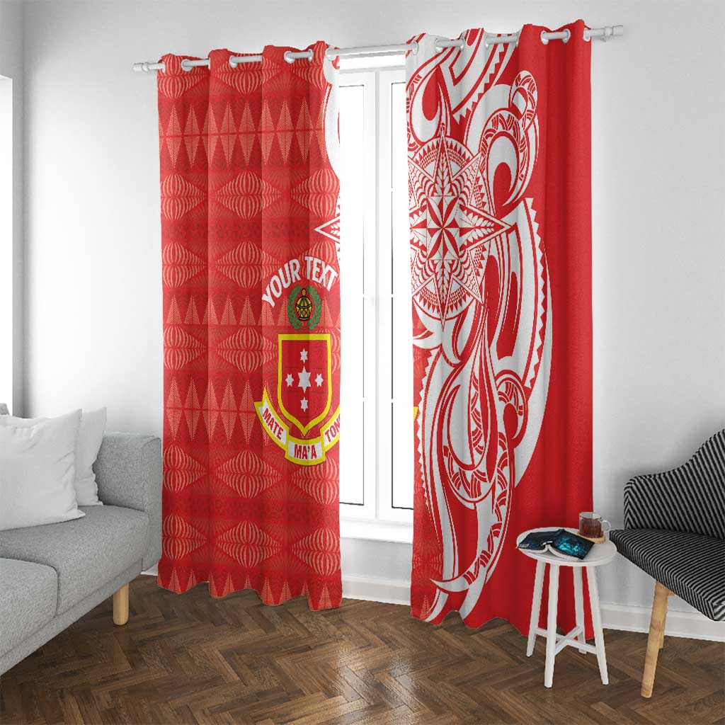 Personalised Kolisi Tonga Window Curtain Mate Maa Tonga Ngatu Pattern - Polynesian Pride