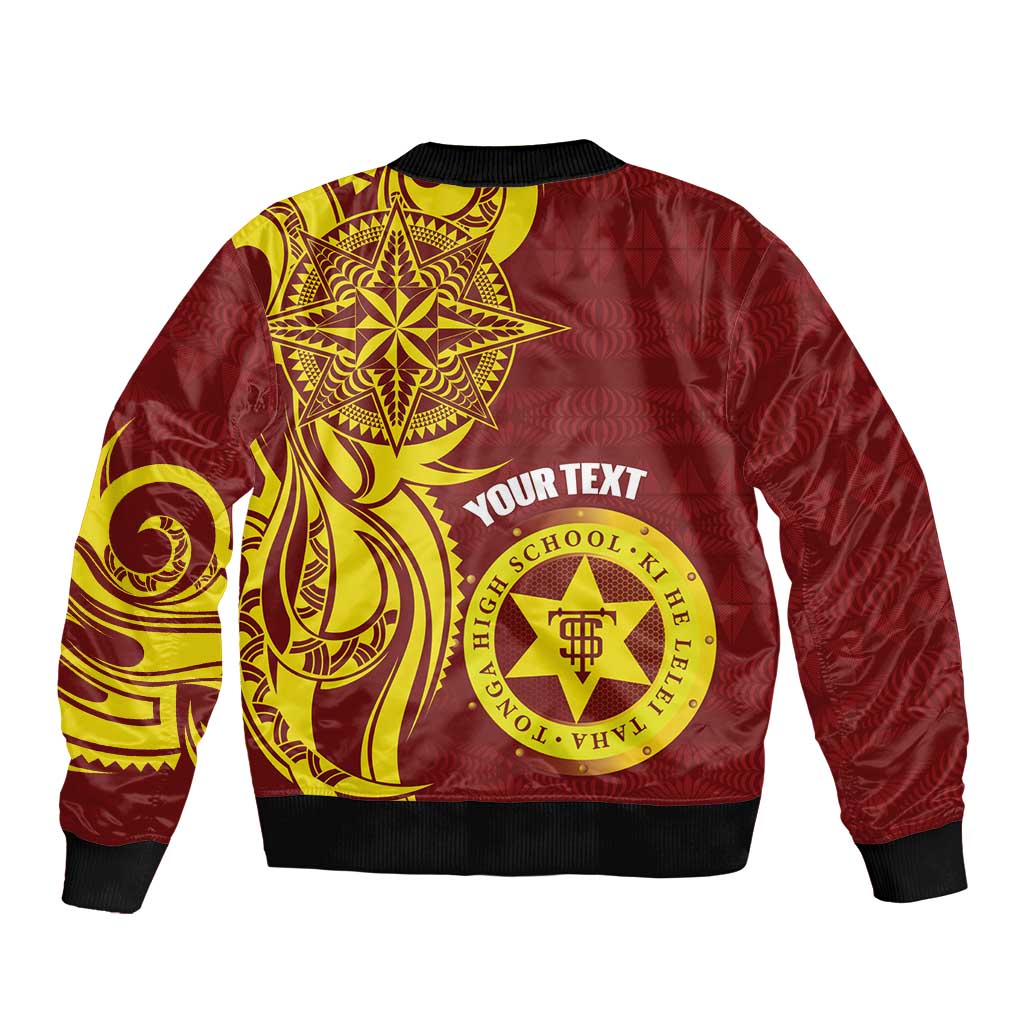 Personalised Tonga High School Bomber Jacket THS Tongan Ngatu Pattern - Polynesian Pride