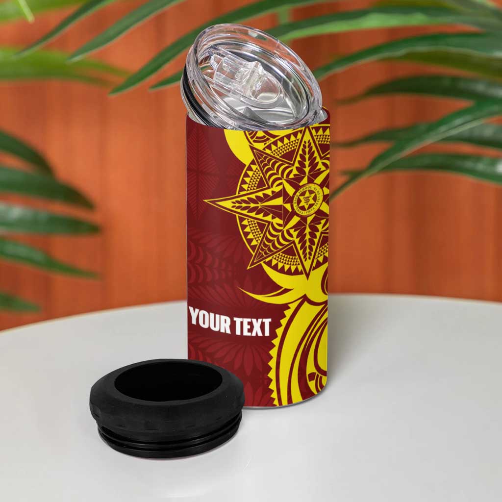 Personalised Tonga High School 4 in 1 Can Cooler Tumbler THS Tongan Ngatu Pattern - Polynesian Pride