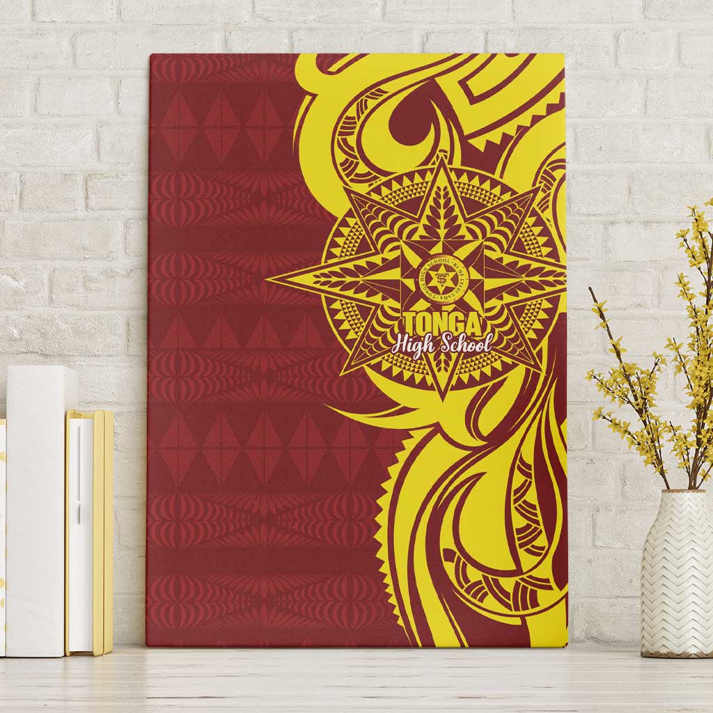 Personalised Tonga High School Canvas Wall Art THS Tongan Ngatu Pattern - Polynesian Pride