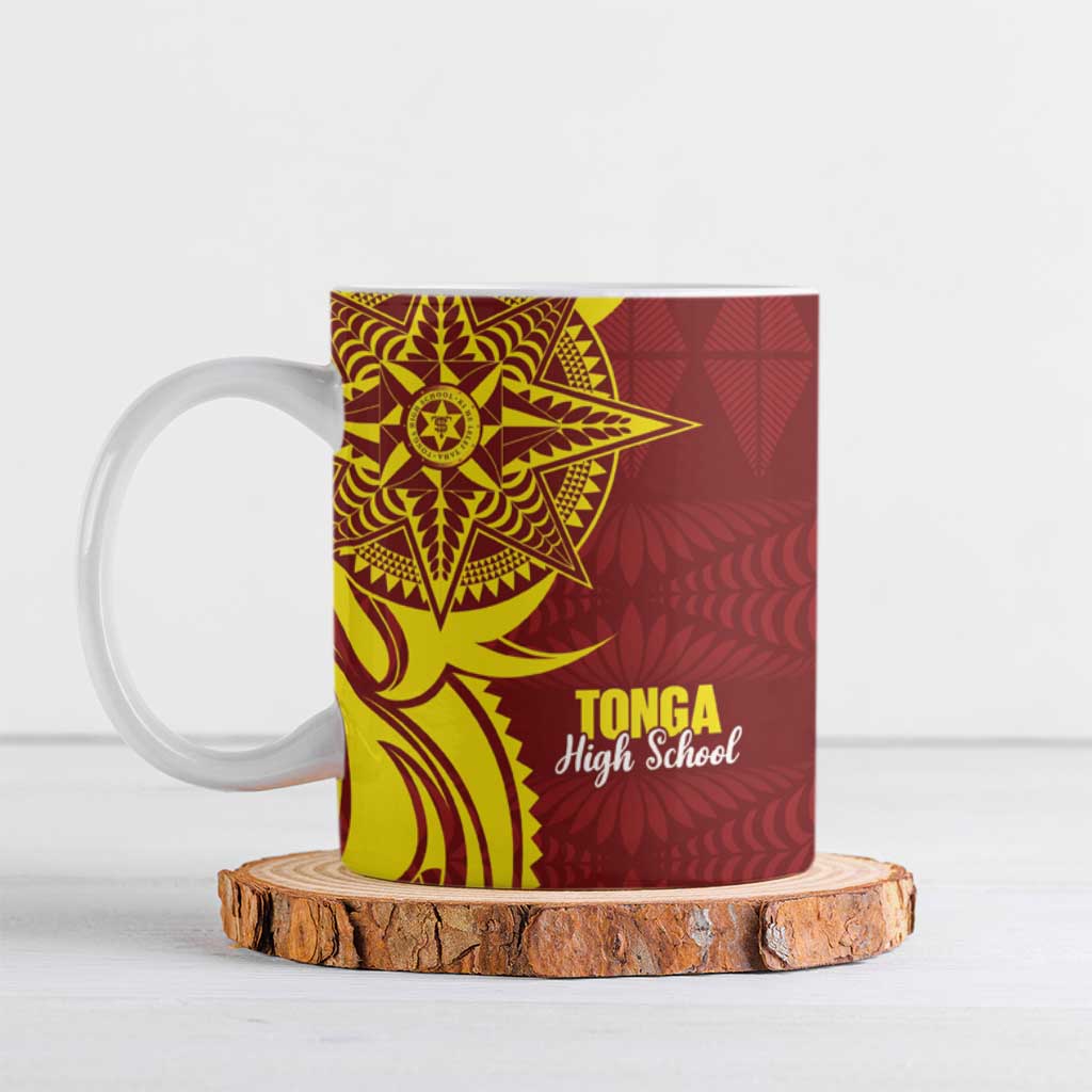 Personalised Tonga High School Ceramic Mug THS Tongan Ngatu Pattern - Polynesian Pride