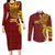 Personalised Tonga High School Couples Matching Long Sleeve Bodycon Dress and Long Sleeve Button Shirt THS Tongan Ngatu Pattern - Polynesian Pride