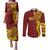 Personalised Tonga High School Couples Matching Puletasi and Long Sleeve Button Shirt THS Tongan Ngatu Pattern - Polynesian Pride