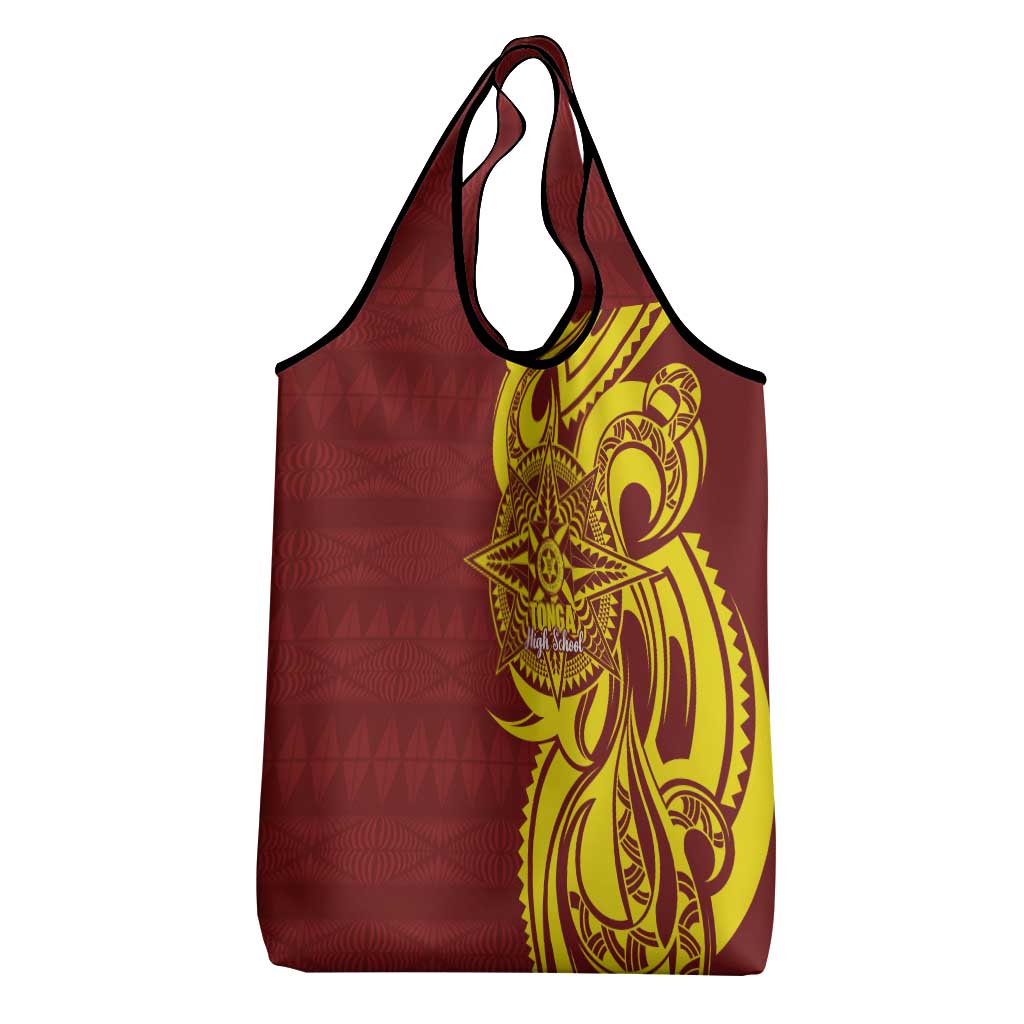 Personalised Tonga High School Grocery Bag THS Tongan Ngatu Pattern - Polynesian Pride