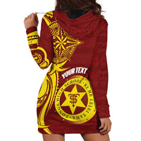 Personalised Tonga High School Hoodie Dress THS Tongan Ngatu Pattern - Polynesian Pride