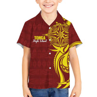 Personalised Tonga High School Kid Hawaiian Shirt THS Tongan Ngatu Pattern - Polynesian Pride