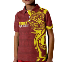 Personalised Tonga High School Kid Polo Shirt THS Tongan Ngatu Pattern - Polynesian Pride
