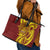 Personalised Tonga High School Leather Tote Bag THS Tongan Ngatu Pattern - Polynesian Pride