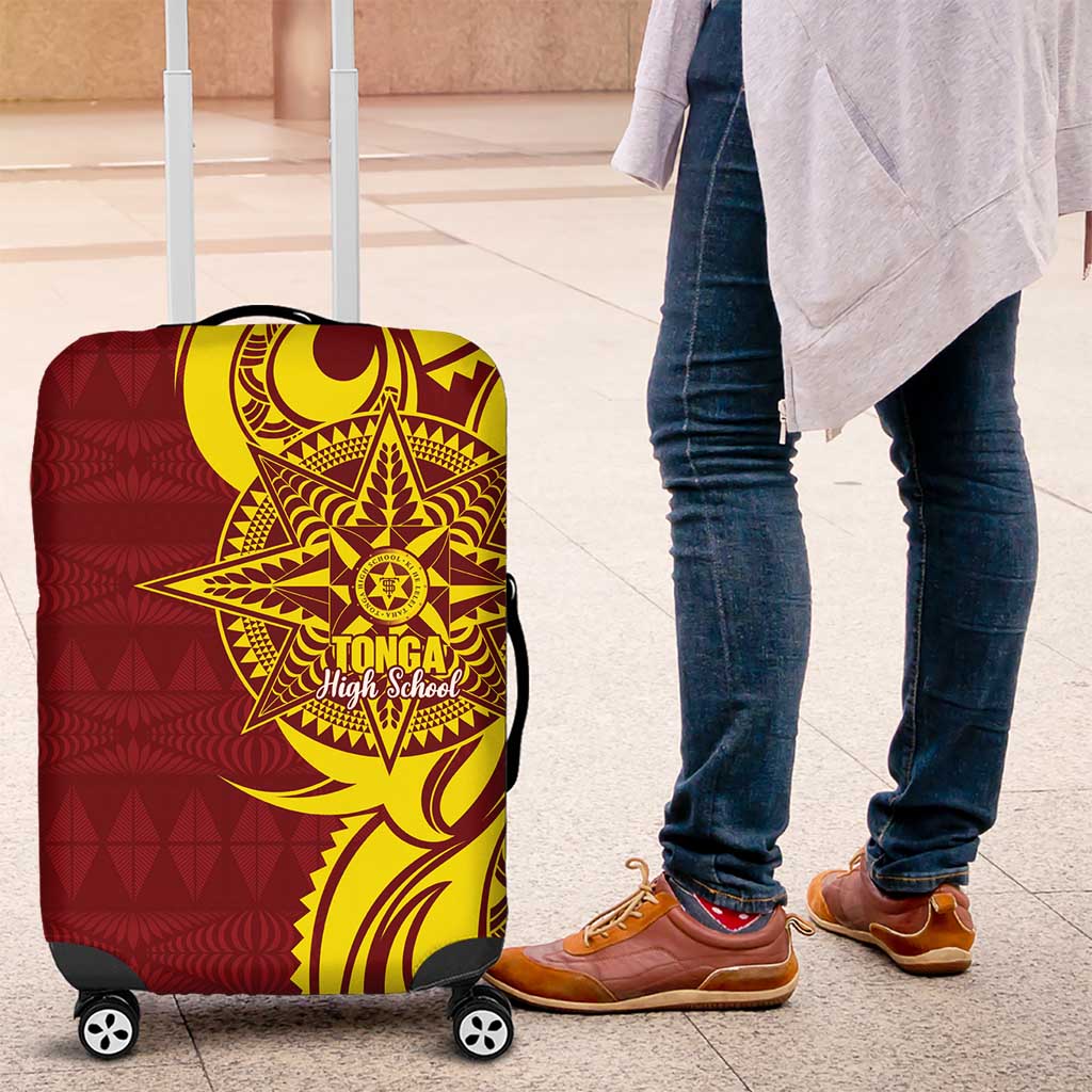 Personalised Tonga High School Luggage Cover THS Tongan Ngatu Pattern - Polynesian Pride