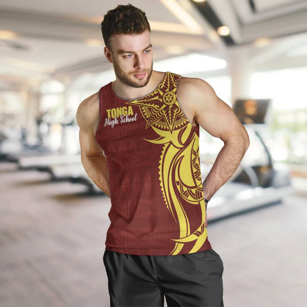 Personalised Tonga High School Men Tank Top THS Tongan Ngatu Pattern - Polynesian Pride