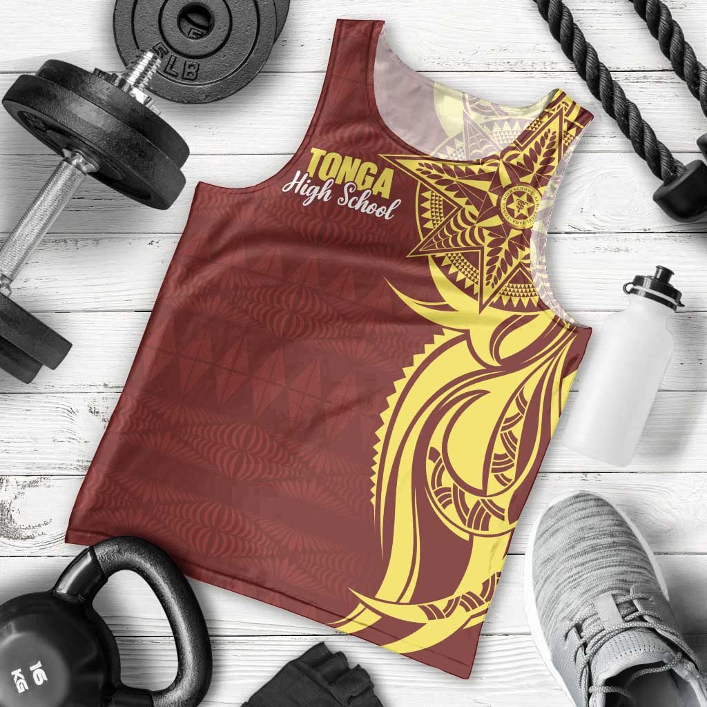 Personalised Tonga High School Men Tank Top THS Tongan Ngatu Pattern - Polynesian Pride
