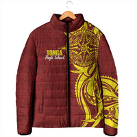Personalised Tonga High School Padded Jacket THS Tongan Ngatu Pattern - Polynesian Pride
