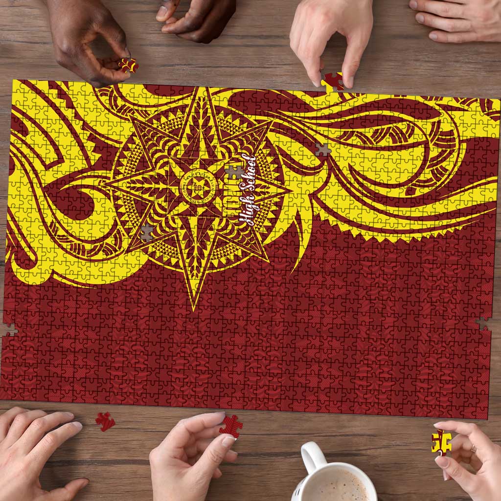 Personalised Tonga High School Puzzle THS Tongan Ngatu Pattern - Polynesian Pride