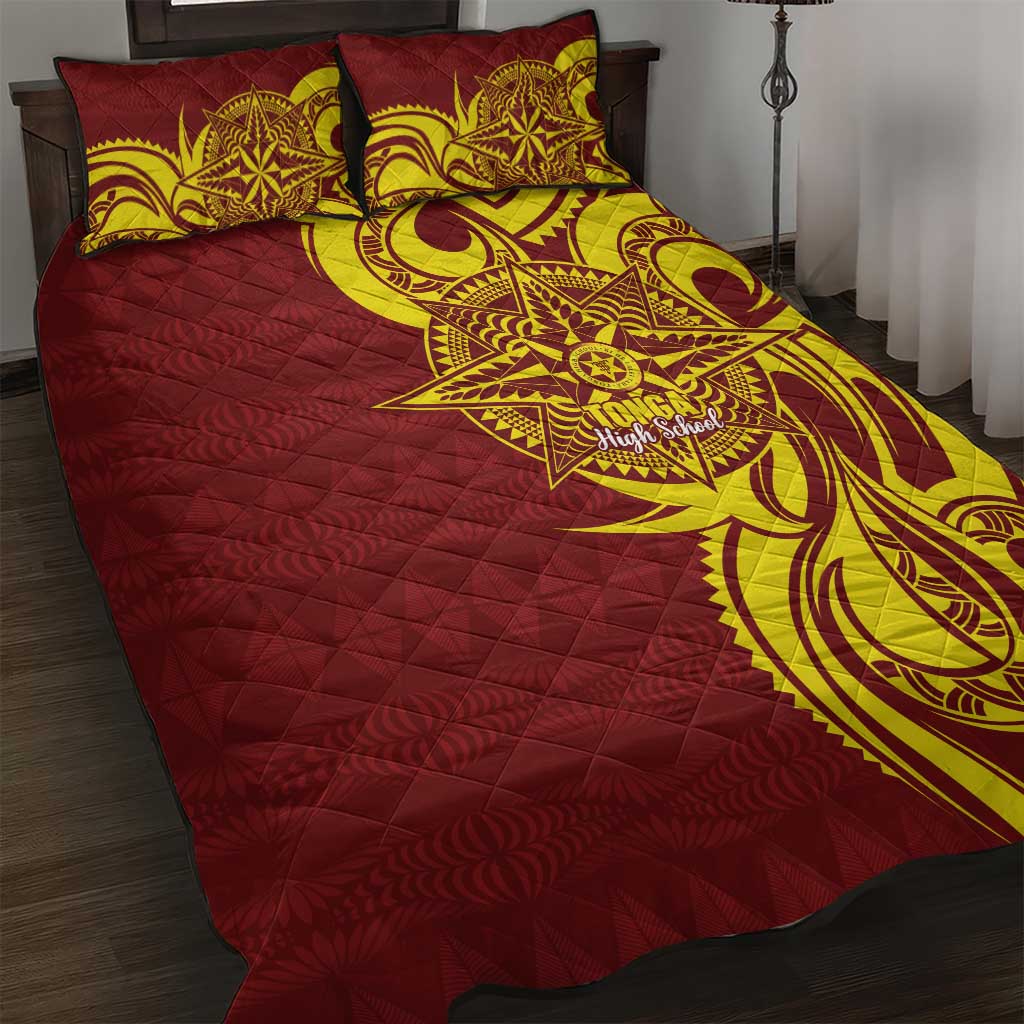Personalised Tonga High School Quilt Bed Set THS Tongan Ngatu Pattern - Polynesian Pride