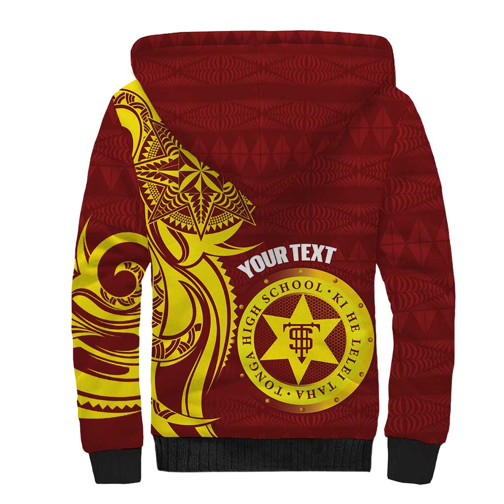 Personalised Tonga High School Sherpa Hoodie THS Tongan Ngatu Pattern - Polynesian Pride