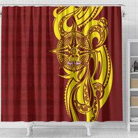Personalised Tonga High School Shower Curtain THS Tongan Ngatu Pattern - Polynesian Pride