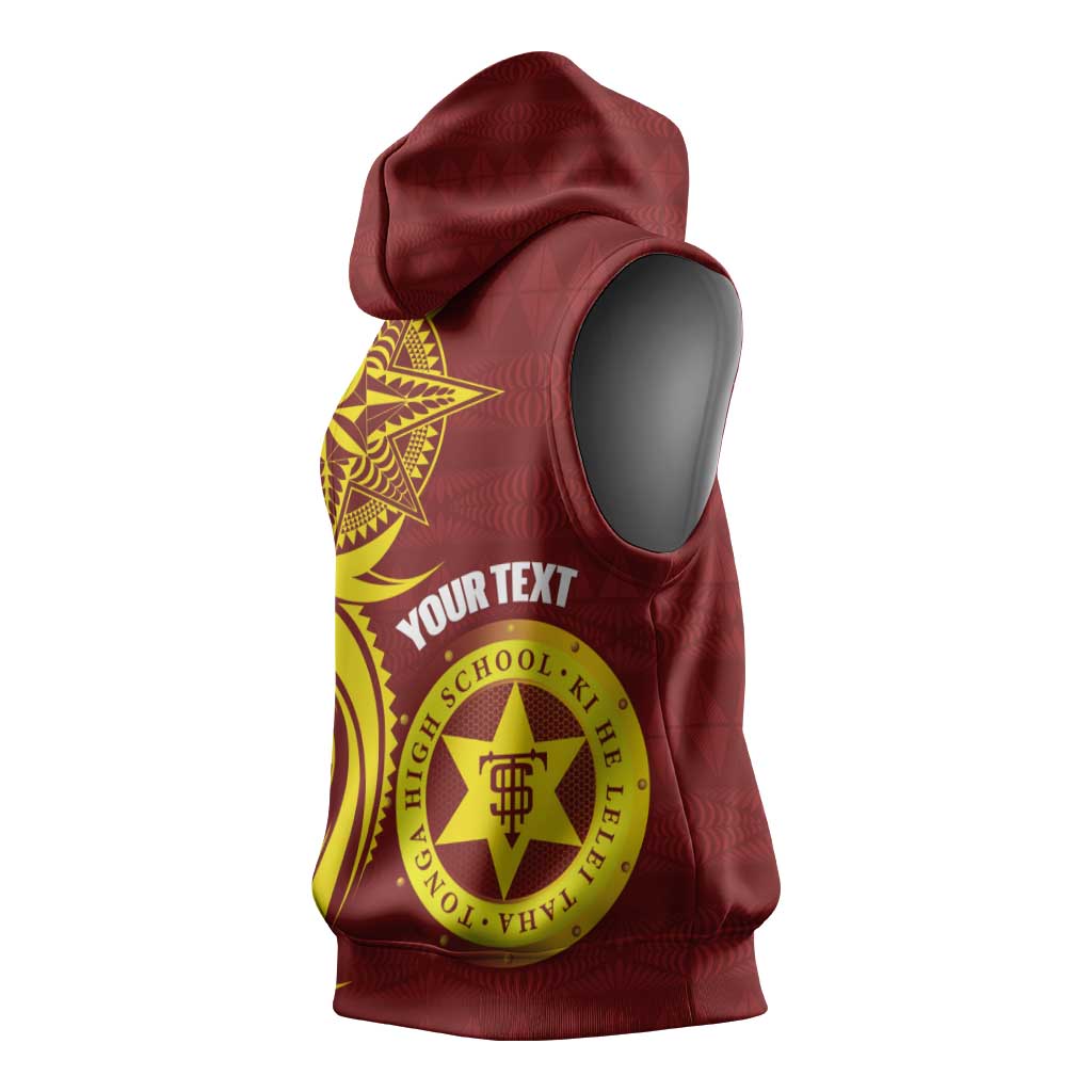 Personalised Tonga High School Sleeveless Hoodie THS Tongan Ngatu Pattern - Polynesian Pride