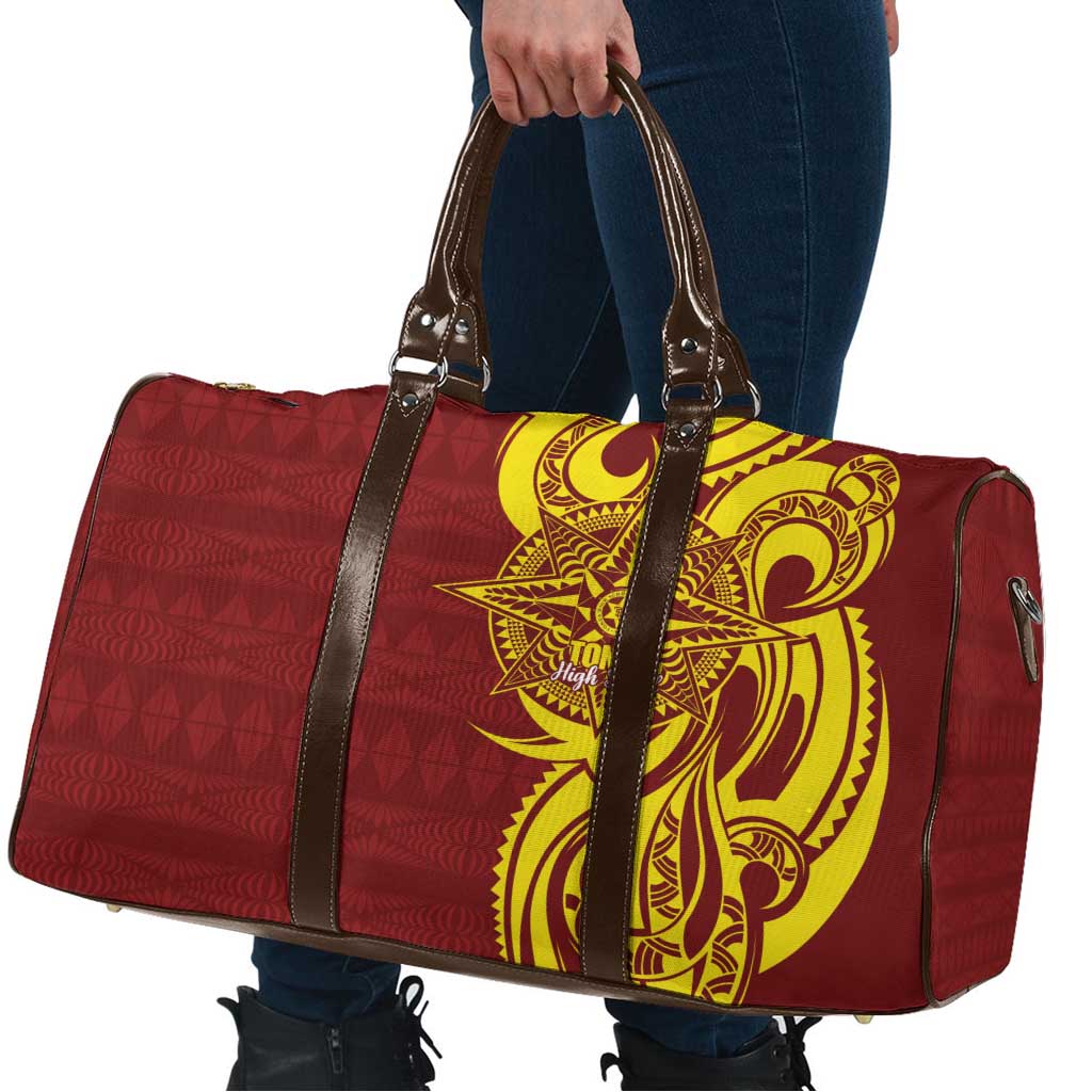 Personalised Tonga High School Travel Bag THS Tongan Ngatu Pattern - Polynesian Pride