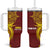 Personalised Tonga High School Tumbler With Handle THS Tongan Ngatu Pattern - Polynesian Pride