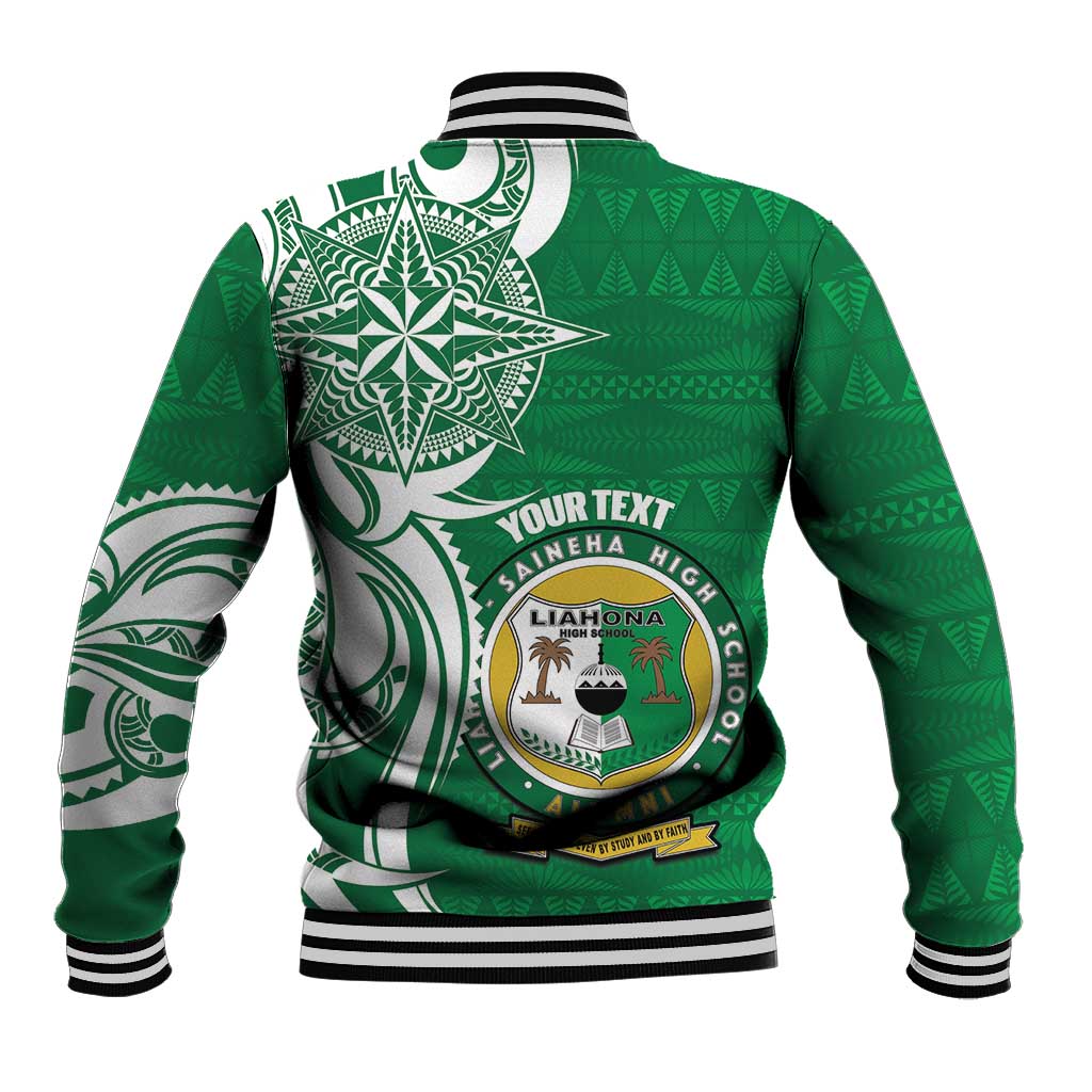 Personalised Liahona - Saineha High School Baseball Jacket Tongan Ngatu Pattern - Polynesian Pride