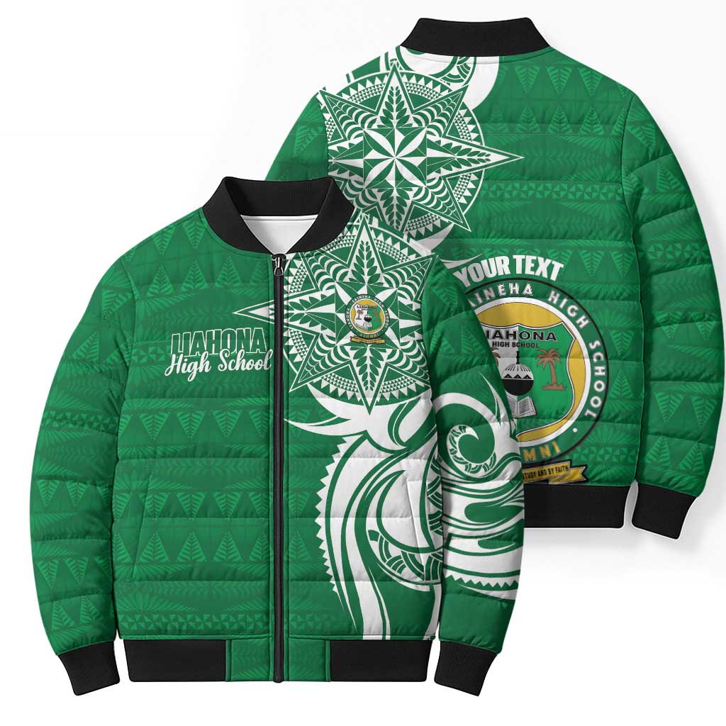 Personalised Liahona - Saineha High School Bomber Puffer Jacket Tongan Ngatu Pattern - Polynesian Pride