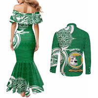 Personalised Liahona - Saineha High School Couples Matching Mermaid Dress and Long Sleeve Button Shirt Tongan Ngatu Pattern - Polynesian Pride