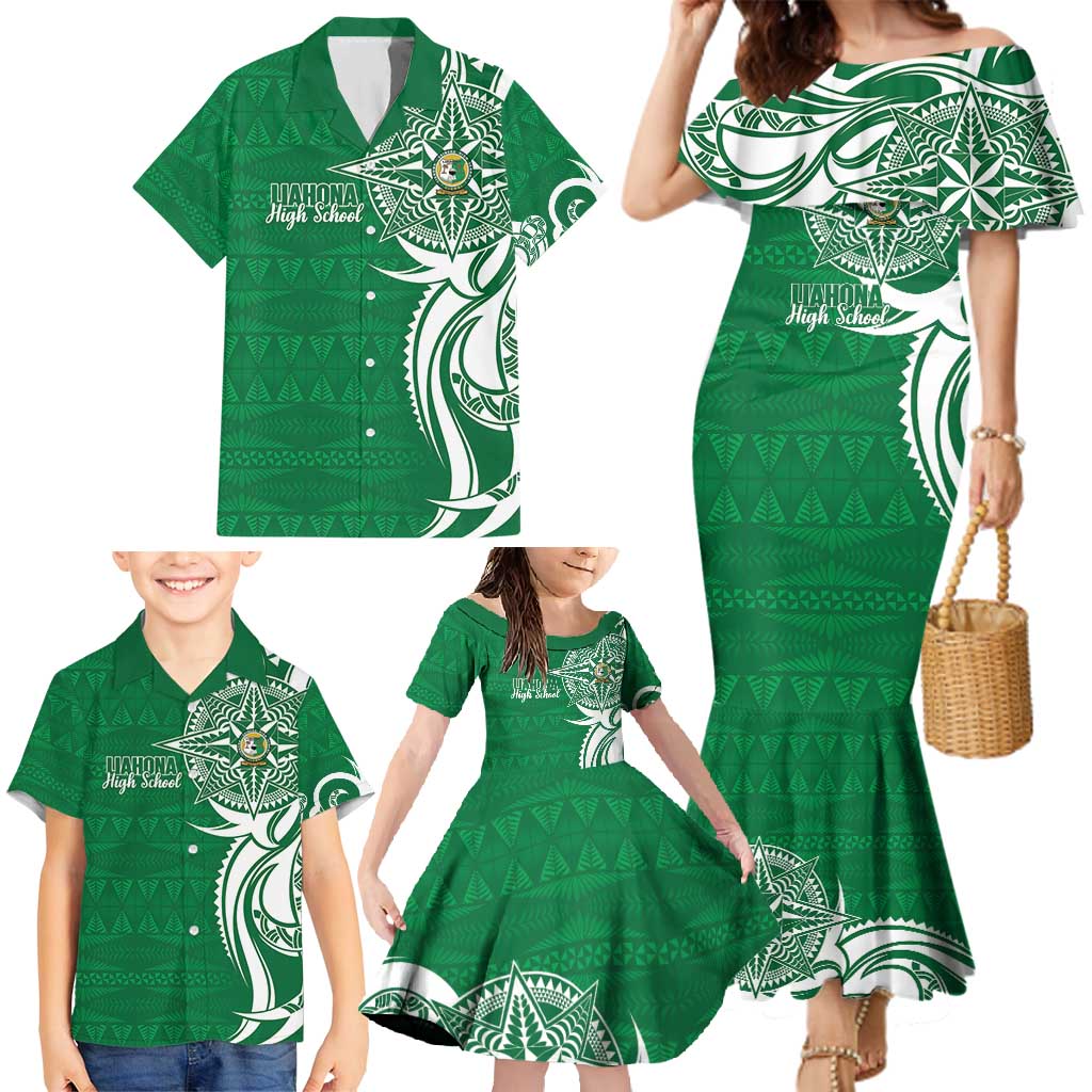 Personalised Liahona - Saineha High School Family Matching Mermaid Dress and Hawaiian Shirt Tongan Ngatu Pattern - Polynesian Pride