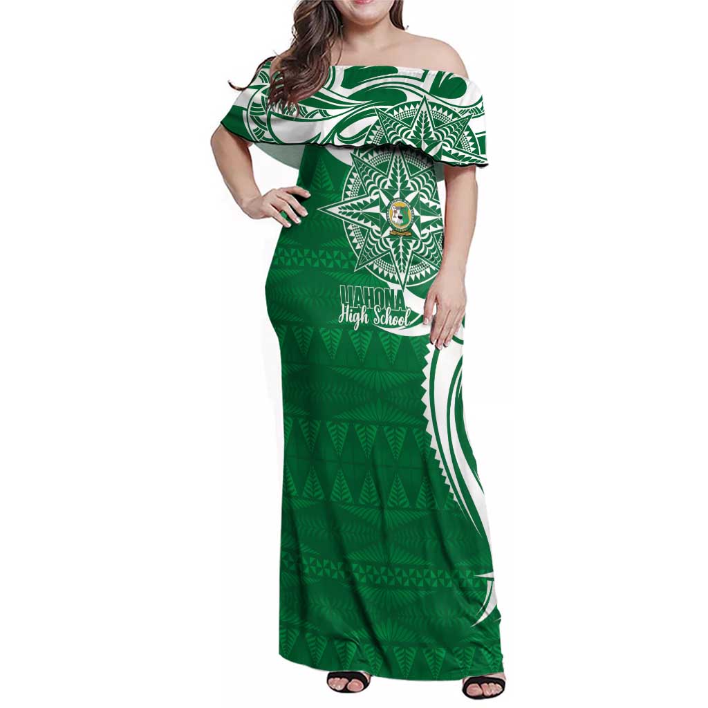 Personalised Liahona - Saineha High School Family Matching Off Shoulder Maxi Dress and Hawaiian Shirt Tongan Ngatu Pattern - Polynesian Pride