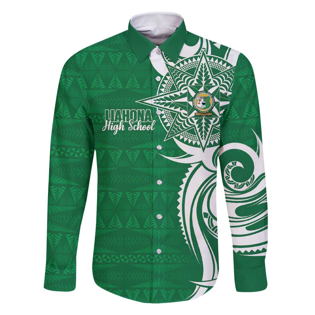 Personalised Liahona - Saineha High School Family Matching Short Sleeve Bodycon Dress and Hawaiian Shirt Tongan Ngatu Pattern - Polynesian Pride