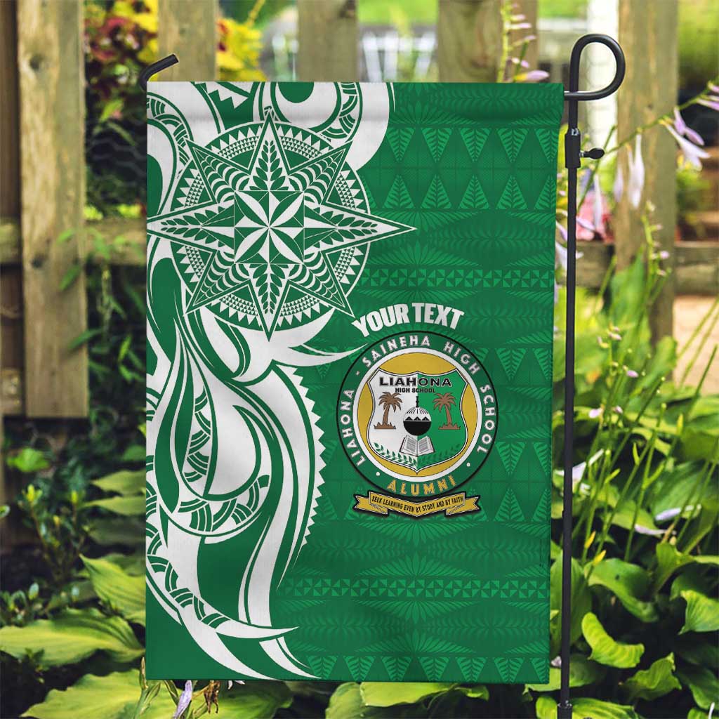 Personalised Liahona - Saineha High School Garden Flag Tongan Ngatu Pattern - Polynesian Pride