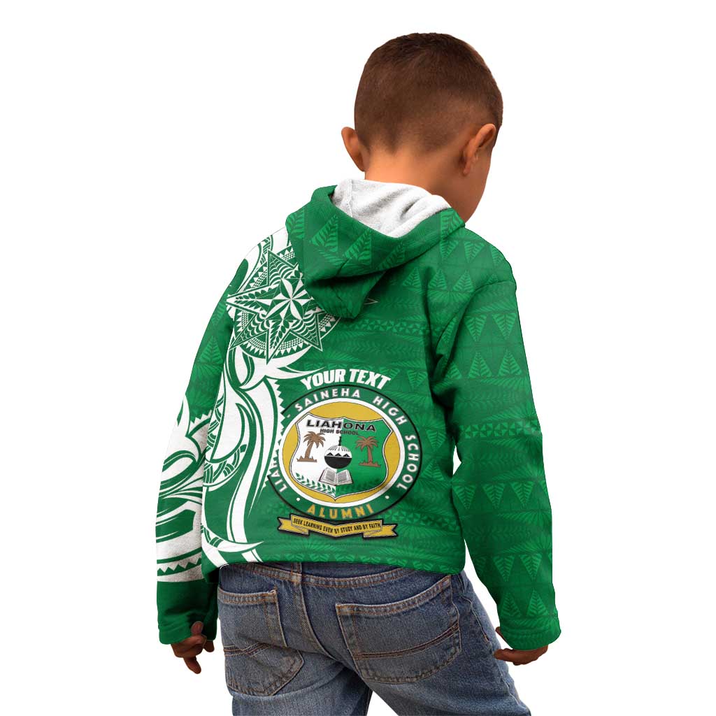 Personalised Liahona - Saineha High School Kid Hoodie Tongan Ngatu Pattern - Polynesian Pride