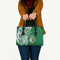 Personalised Liahona - Saineha High School Leather Bag Tongan Ngatu Pattern - Polynesian Pride