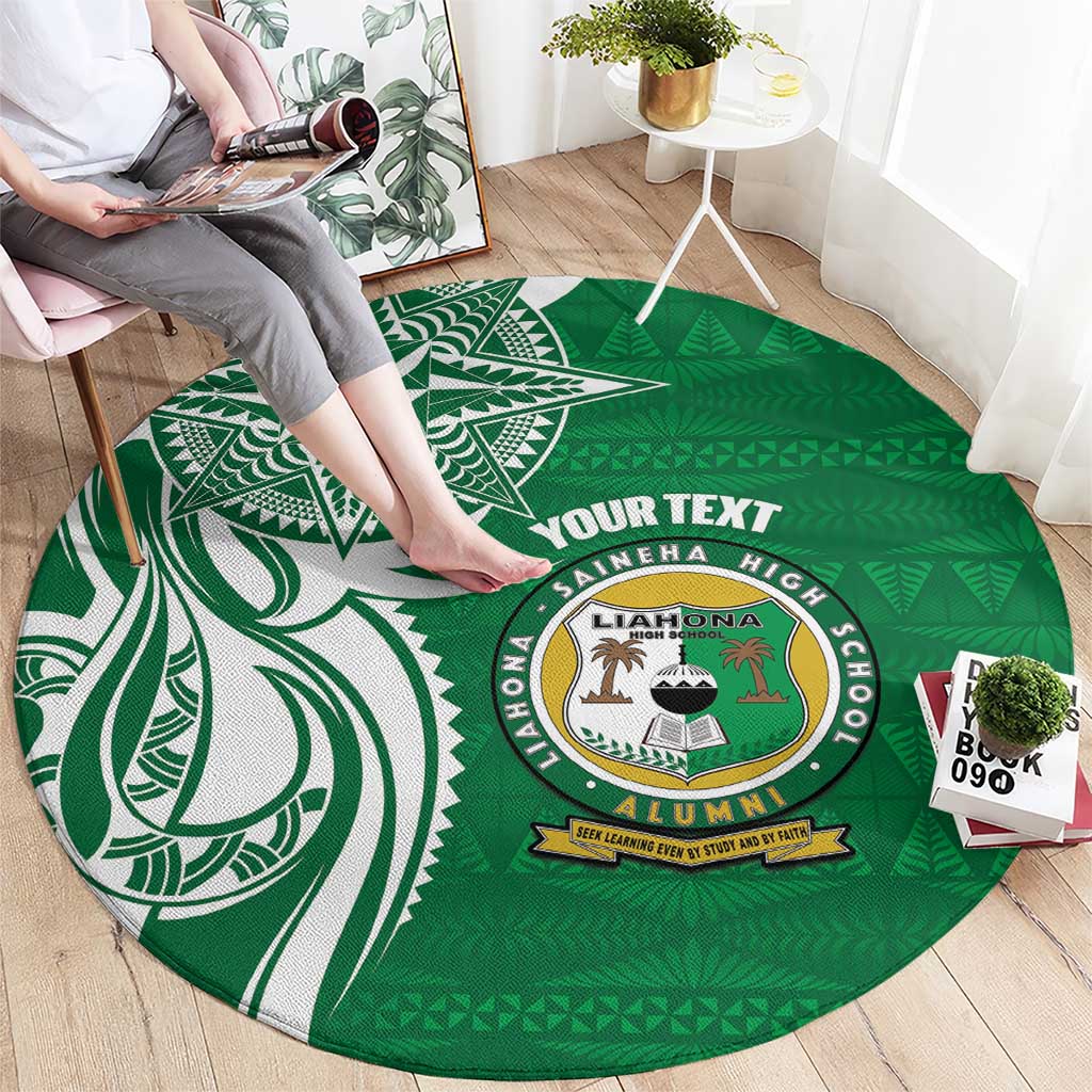 Personalised Liahona - Saineha High School Round Carpet Tongan Ngatu Pattern - Polynesian Pride