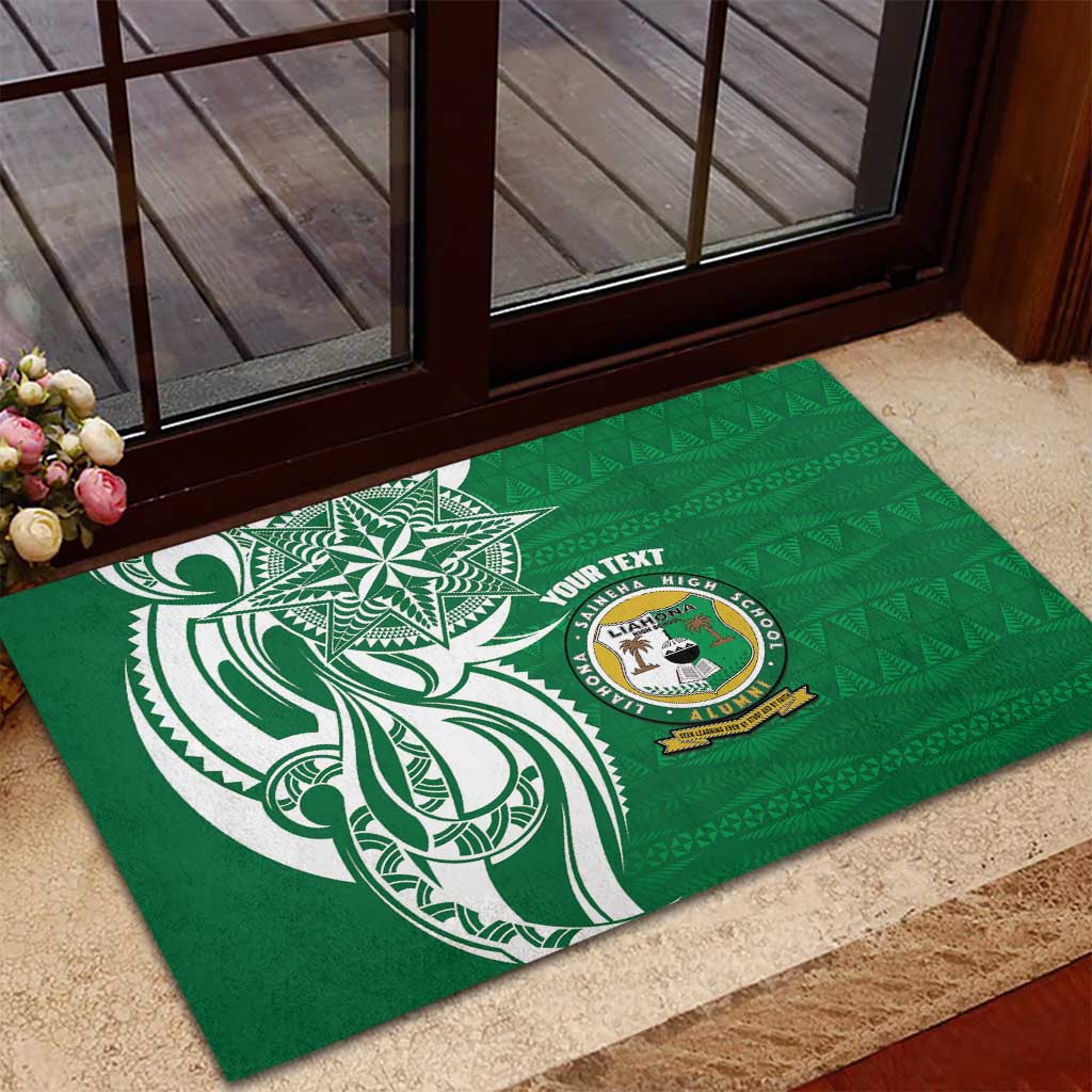 Personalised Liahona - Saineha High School Rubber Doormat Tongan Ngatu Pattern - Polynesian Pride