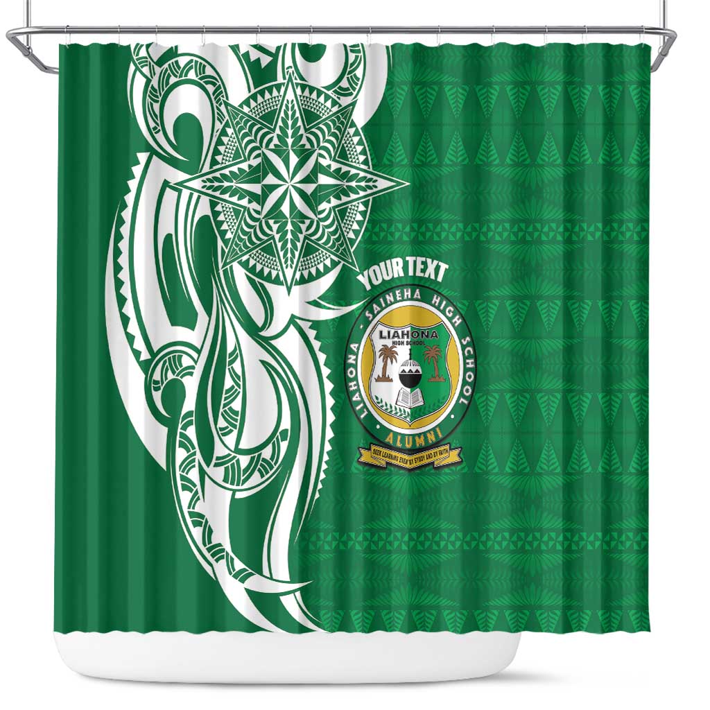 Personalised Liahona - Saineha High School Shower Curtain Tongan Ngatu Pattern - Polynesian Pride