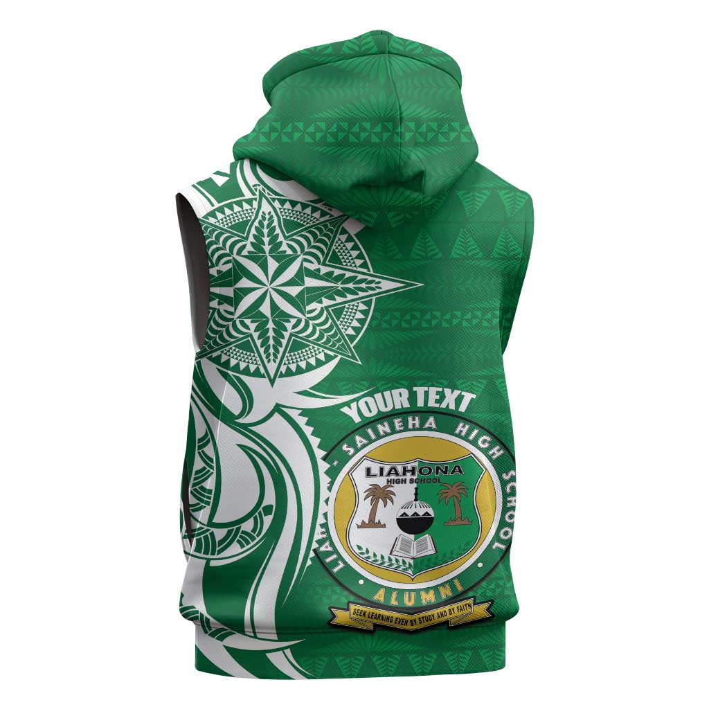 Personalised Liahona - Saineha High School Sleeveless Hoodie Tongan Ngatu Pattern - Polynesian Pride