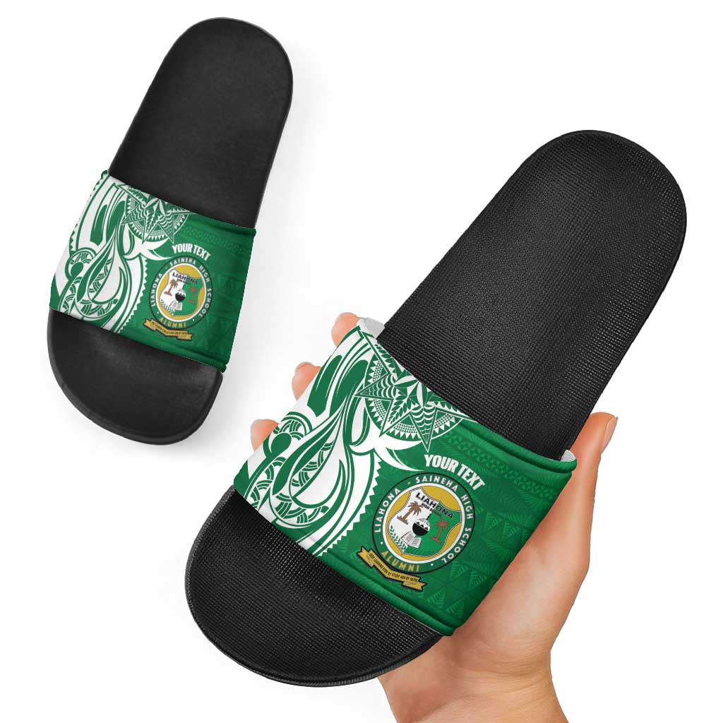 Personalised Liahona - Saineha High School Slide Sandals Tongan Ngatu Pattern - Polynesian Pride