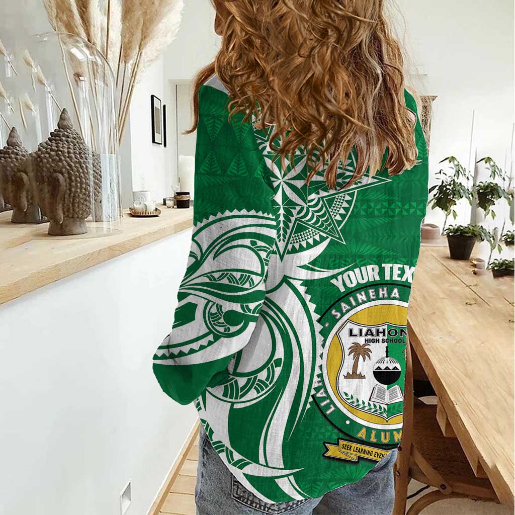 Personalised Liahona - Saineha High School Women Casual Shirt Tongan Ngatu Pattern - Polynesian Pride