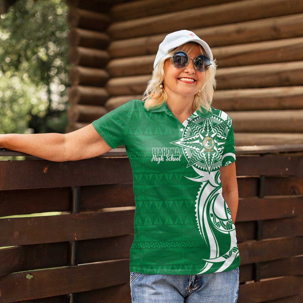 Personalised Liahona - Saineha High School Women Polo Shirt Tongan Ngatu Pattern - Polynesian Pride